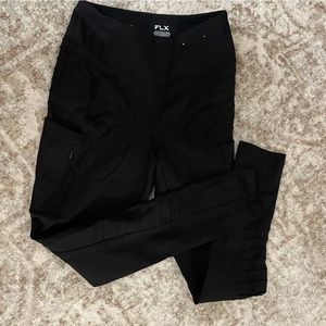 FLX black leggings with ribbing